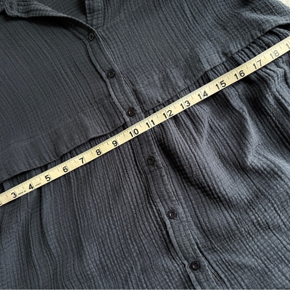 Mystree Navy Button Down Shirt with Drop Babydoll Waist Women’s Medium - Picture 5 of 7